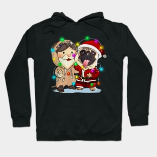 Santa Claus Pug Dog Merry Christmas T-shirt Hoodie